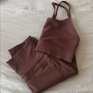 CRZ YOGA Mauve Brown High-Waist Legging Set